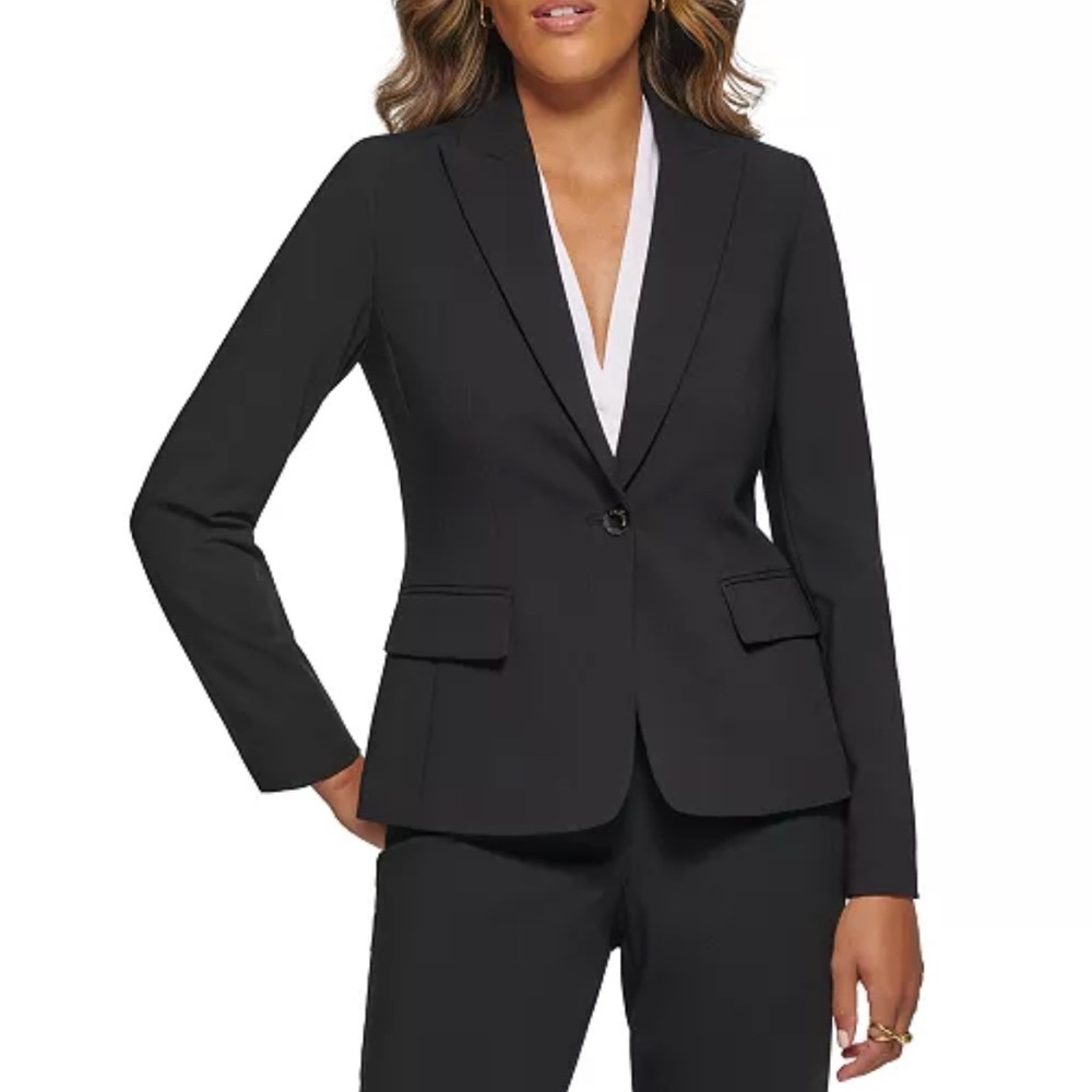 NWOT Calvin Klein Wool Dark Blue Women's One Button Blazer, Size 6